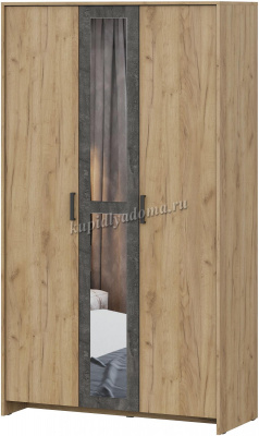 Шкаф 3-х створчатый МСП 1 (Дуб золотой/Камень темный)