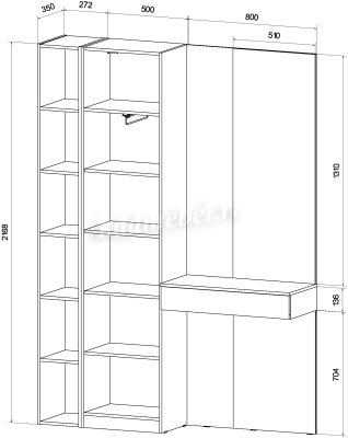 Прихожая Ева (Дуб вотан/Кашемир)