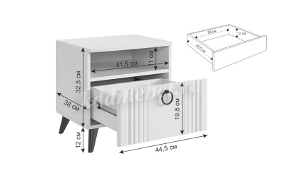 Тумба прикроватная Ева (Белое дерево/Белый матовый)