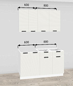 Кухня Сахара 1,4 МДФ Белый (Холст Белый/Без столешницы)