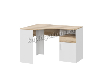 Стол письменный угловой Геометрия-10 (Белый/Делано светлый)