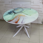 Стол обеденный раздвижной Арчи (Акварель S227/Опоры белые)