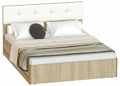 Кровать Белладжио 1.6 КР-05 (Дуб сонома/Белый/Экокожа белая)