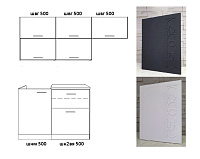 Кухня Кремона 1,5 МДФ Белый (Оникс/Софт Вайт/Столешница Марквин черный)
