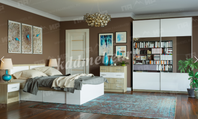 Тумба прикроватная Беатрис (Дуб сонома/Белый глянец)