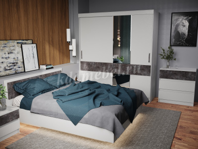 Шкаф-купе Софи 2.0 (Белый/Бетон темный)