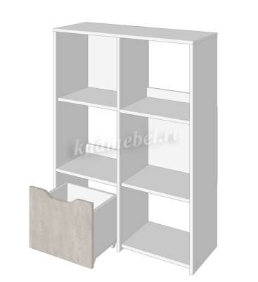 Стеллаж Мико МС2С 2 секции (Дуб сонома/Белый глянец/Бетон)