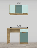 Стол письменный с полкой Rich СП-001 (Дуб Крафт золотой/Мята/Сумеречно голубой)