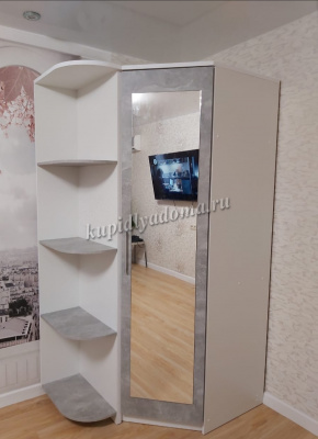 Стеллаж угловой Аврора (Белый/Ателье светлый)