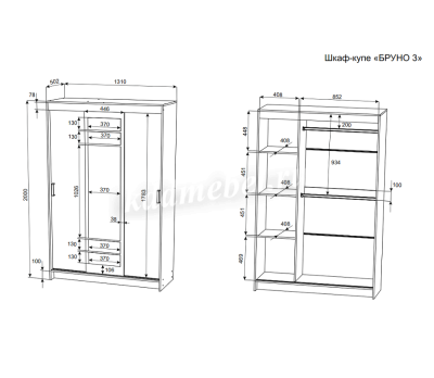 Шкаф-купе Бруно-3 (Белый)