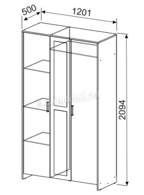 Шкаф 3-х створчатый МСП 1 (Дуб золотой/Камень темный)