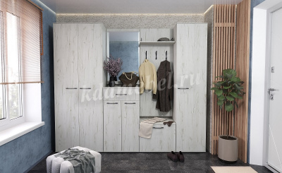 Шкаф комбинированный Италия с 3 ящиками (Крафт белый)