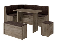 Кухонный уголок Чикаго ткань (Дуб сонома трюфель/Коричневый)