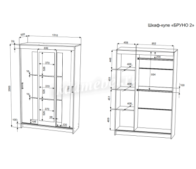 Шкаф-купе Бруно-2 (Венге/Лоредо)