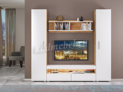 Полка навесная Альба (Дуб крафт золотой/Белый)