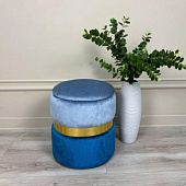 Пуф Leset Голди (Велюр Голубой/синий, латунь)