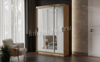 Шкаф-купе Бруно-4 (Дуб вотан/Белый)