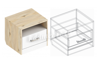 Тумба прикроватная Милана (Гаскон пайн/Белый лофт)