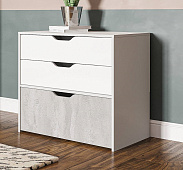 Комод Мико МК18.3 (Белый/Белый глянец/Бетон)