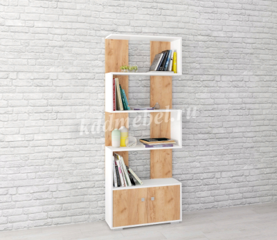 Стеллаж Ромео-2 (Дуб крафт серый/Белый древесные поры)