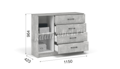 Комод Чикаго 1д 4 ящ (Ателье светлый)