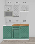 Кухня Модена 1,4 МДФ Белый (Белый/Бирюзовый/Дуб Вотан) 