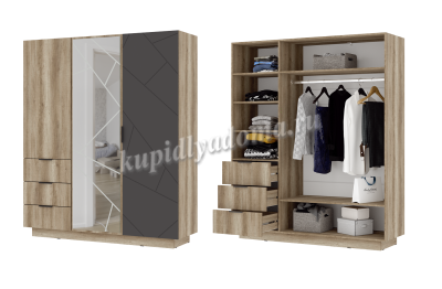 Шкаф Даллас 3-х створчатый ШК 01 (Дуб каньон/Графит)