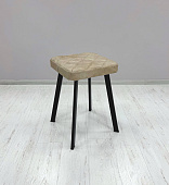 Табурет Риони квадрат с прострочкой замша (Бежевый 17/Черный профиль)