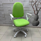 Кресло Престиж+ белый пластик (Ткань Candy зеленый) УЦЕНКА