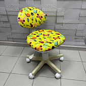 Кресло Логика белый пластик (Ткань KIDS букашки) Уценка 