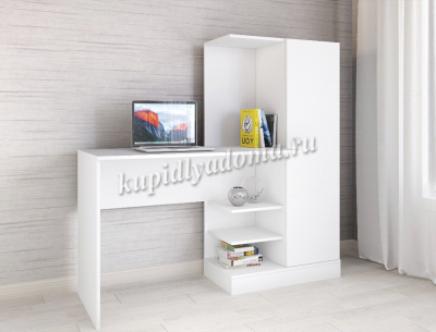 Стол компьютерный Квартет-6 (Белый древесные поры)