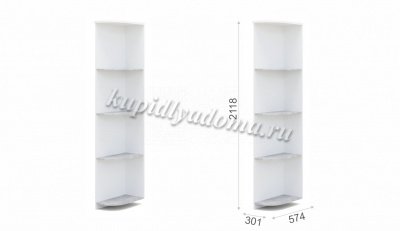 Стеллаж угловой Аврора (Белый/Ателье светлый)