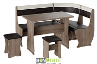 Кухонный уголок Уют -1 Универсал ткань (Дуб сонома трюфель/Коричневый/Бежевый) 