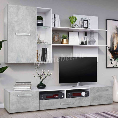 Шкаф навесной Эльза-1 2 кат. (Белый/Цемент темный)