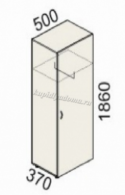 Гардероб однодверный Рубин 42.34 (Миланский орех)