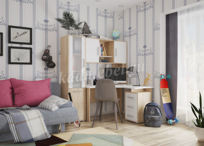 Стеллаж-шкаф Лайт-2 (Дуб сонома/Белый)