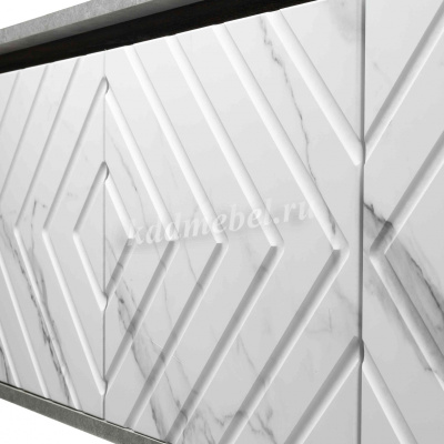 Тумба ТВ Квин-3 (Белый/МДФ Лофт белый/ Металл черный) 